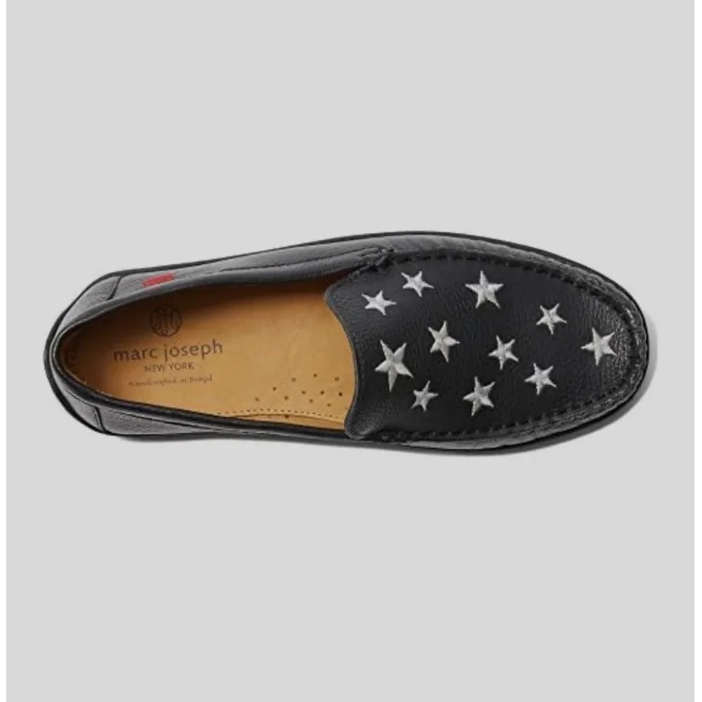 Marc Joseph Holland Star Loafers Kids 2 Black Grainy Leather Slip On MJB22-BGR